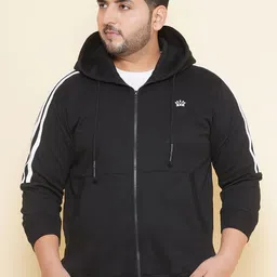 John Pride Plus Size Typography Printed Hooded Neck Fleece Front-Open Sweatshirt-16