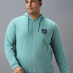 Urbano Plus Plus Size Cotton Solid Zippered Hooded Neck Sweatshirt-picture-10