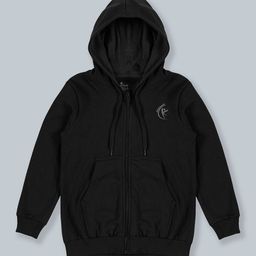 KiddoPanti Unisex Kids Black Hooded Pure Cotton Sweatshirt-image-71