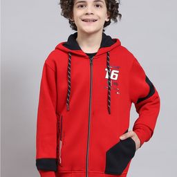 Monte Carlo Boys Typography Printed Hooded Front-Open Sweatshirt-8