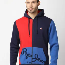 Pepe Jeans Men Navy Blue Colourblocked Cotton Sweatshirt-image-63
