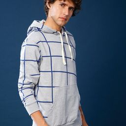 Campus Sutra Men Grey Checked Hooded Sweatshirt-image-73