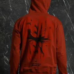 Breakbounce Rust Graphic Fearless Printed Relaxed Fit Cotton Hooded Pullover-92