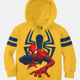 BONKIDS Boys Mustard Printed Hooded Sweatshirt-picture-10