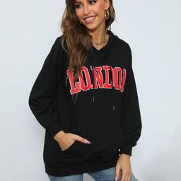 Stylecast X KPOP Women Typography Printed Kangaroo Pocket Hooded Sweatshirt-image-15