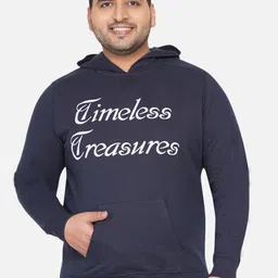 Santonio Men Navy Blue Printed Hooded Sweatshirt-image-14