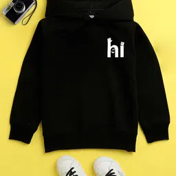 BAESD Kids Typography Printed Hooded Fleece Pullover-16