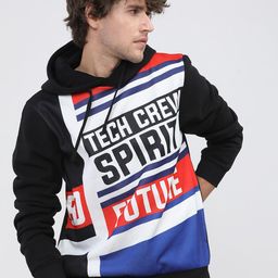 HIGHLANDER Men Black Printed Hooded Sweatshirt-image-90