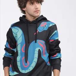 HIGHLANDER Men Black Printed Hooded Sweatshirt-picture-37