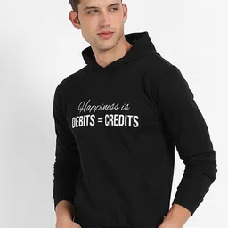 Campus Sutra Typographic Printed Hooded Cotton Pullover Sweatshirt-image-8