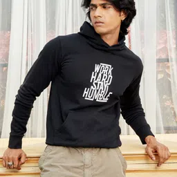 Campus Sutra Typography Printed Hooded Cotton Pullover-image-72