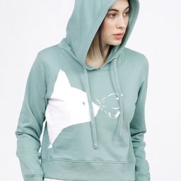 Tokyo Talkies Women Green & White Printed Hooded Sweatshirt-image-55