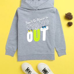 NUSYL Unisex Kids Grey Printed Hooded Sweatshirt-image-73