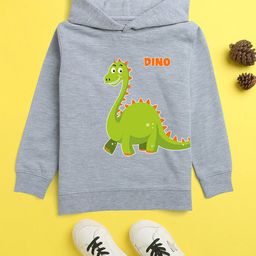 NUSYL Unisex Kids Grey Printed Hooded Sweatshirt-image-13
