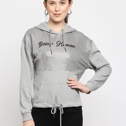 Being Human Printed Embellished Hooded Neck Sweatshirt-image-24