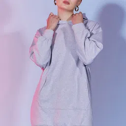 Dressberry Basics Grey Cotton Hooded Pullover Sweatshirt-image-22