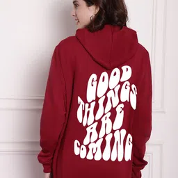 Imsa Moda Typography Printed Hooded Oversized Fleece Sweatshirt-48