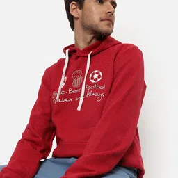 Campus Sutra Men Maroon Printed Hooded Sweatshirt-image-65
