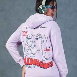 Bewakoof Mid Night Graphic Printed Oversized Hooded Cotton Pullover Sweatshirt-image-73