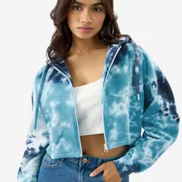 The Souled Store Tie & Dyed Hooded Pure Cotton Crop Sweatshirt-picture-20
