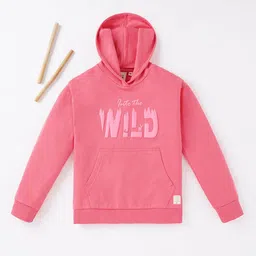 Ed-a-Mamma Girls Pink Cotton Printed Hooded Sweatshirt-image-31