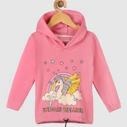 Lazy Shark Girls Pink Printed Hooded Sweatshirt-14