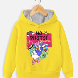 YK Disney Girls Donald Duck Printed Hooded Cotton Sweatshirt-image-32