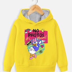 YK Disney Girls Donald Duck Printed Hooded Cotton Sweatshirt-16