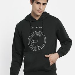 Octave Men Olive Green Printed Hooded Sweatshirt-image-97