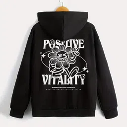 StyleCast Boys Black Typography Printed Hooded Pullover Sweatshirt-44