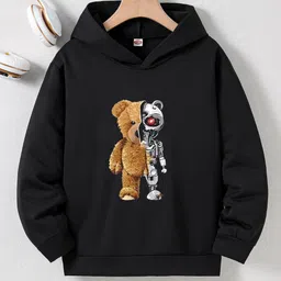 StyleCast Boys Black Graphic Printed Hooded Sweatshirt-26