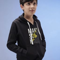 Instafab Boys Black Hooded Sweatshirt-55