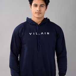 VILLAIN Brand Logo Printed Hooded Sweatshirt-image-60
