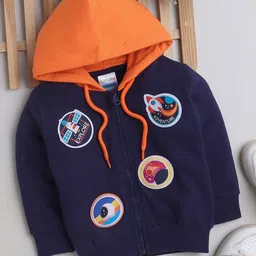 BUMZEE Boys Graphic Printed Hooded Cotton Front Open Sweatshirt-14