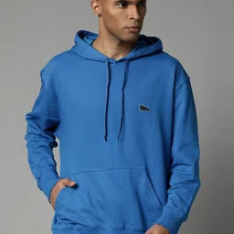Breakbounce Men Blue Hooded Pure Cotton Sweatshirt-image-22