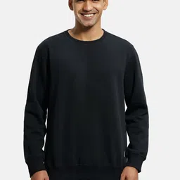 Jockey Men Black Solid Cotton Pullover Sweatshirt-picture-30