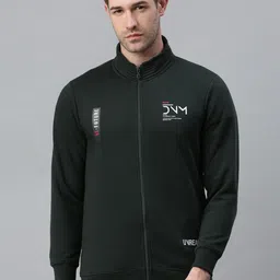 SHOWOFF Men Green Open Front Sweatshirt-image-31
