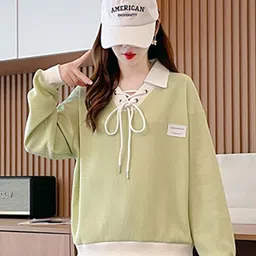 JC Mode Colourblocked Shirt Collar Cotton Pullover Sweatshirt-picture-12
