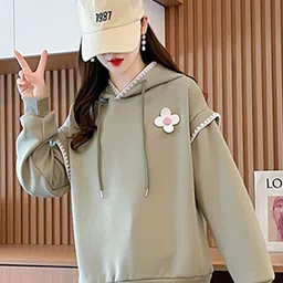 JC Mode Hooded Cotton Longline Sweatshirt-image-18