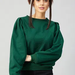 Athena Women Green Fleece Sweatshirt-77