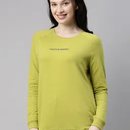 Enamor Women Crew Neck Stretch Cotton Basic Sweatshirt-image-77