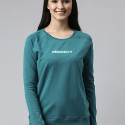 Enamor Women Crew Neck Stretch Cotton Basic Sweatshirt-image-29