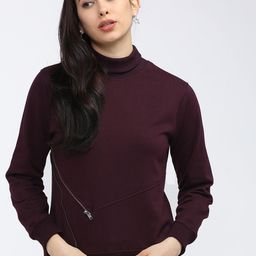 Tokyo Talkies Women Maroon Sweatshirt-image-97