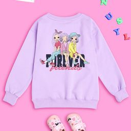 NUSYL Girls Graphic Printed Oversized Fleece Sweatshirt-picture-48