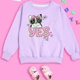 NUSYL Girls Typography Printed Oversized Fleece Sweatshirt-image-102
