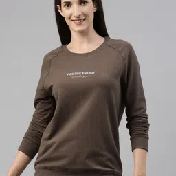 Enamor Women Crew Neck Long Sleeves Stretch Cotton Basic Sweatshirt E079-image-85