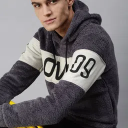 SHOWOFF Men Grey Printed Hooded Cotton Sweatshirt-image-51