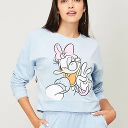 Ginger by Lifestyle Women Blue Printed Cotton Sweatshirt-image-15