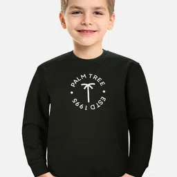 Palm Tree Boys Black Cotton Sweatshirt-image-34