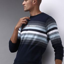 SHOWOFF Men Navy Blue Striped Cotton Sweatshirt-image-59